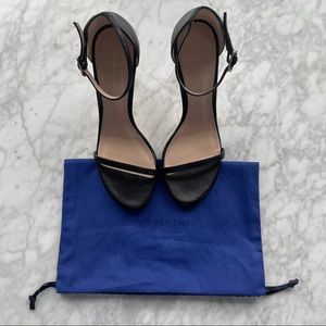 Stuart Weitzman Nudistsong Black Leather Sandals